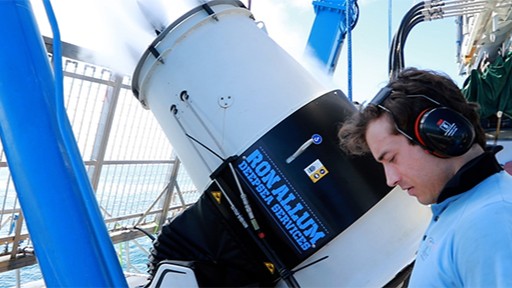Dante working on research boat over Great Barrier Reef