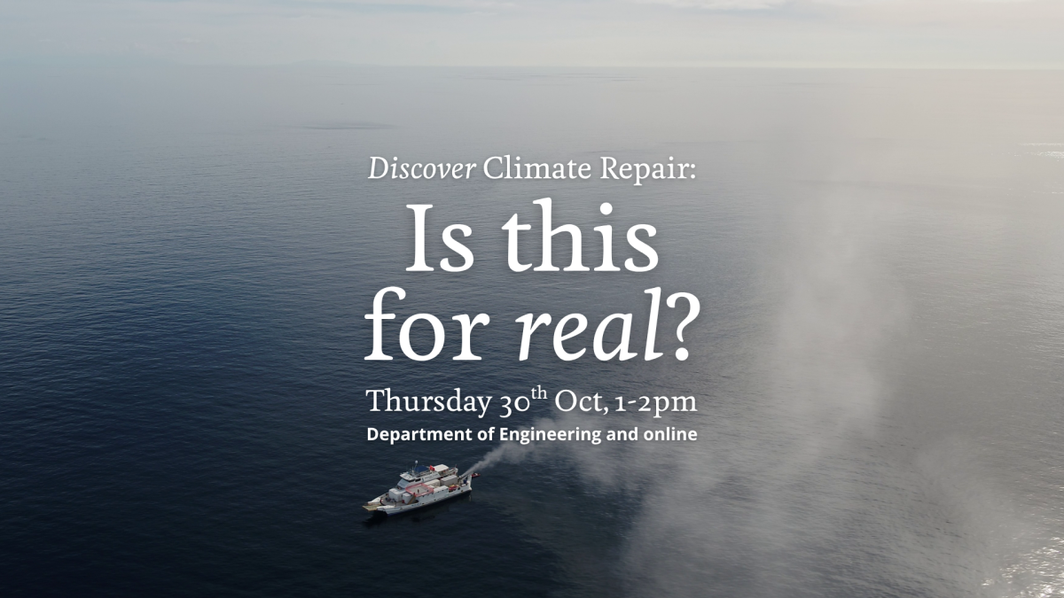 Discover Climate Repair banner with image of MCB boat