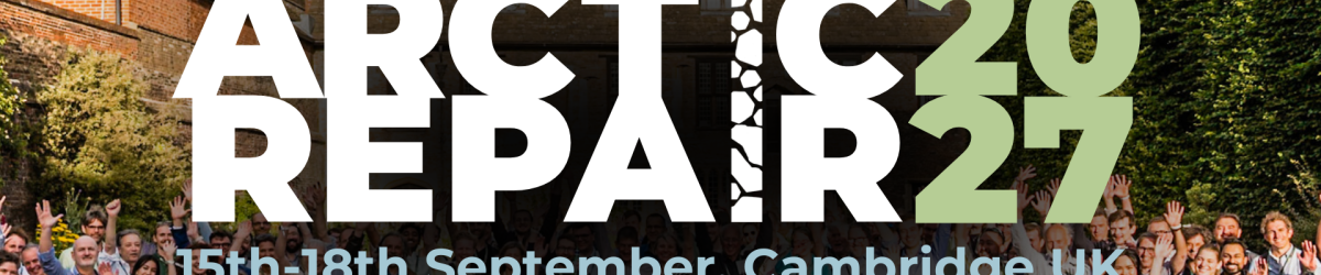 Arctic Repair 2027, 15th-18th September, Cambridge UK. Logo on image of attendees outside