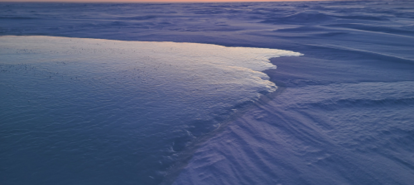 Water flow on ice in the Arctic