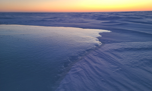 Water flow on ice in the Arctic