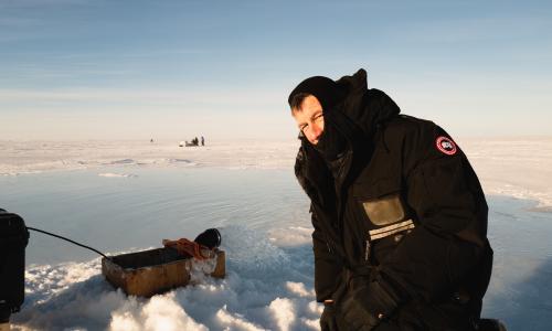 Shaun in the Arctic with pump