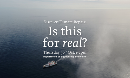 Discover Climate Repair banner with image of MCB boat