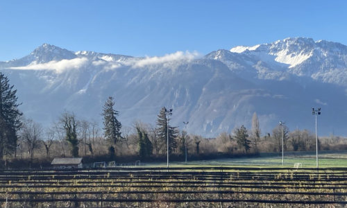 View from the train of mountains