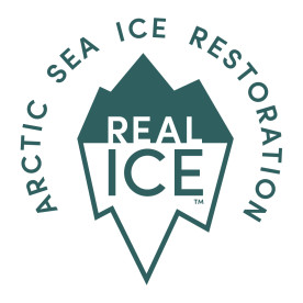 Real Ice Logo, green iceberg 'Arctic Sea Ice Restoration'