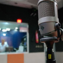 Inside a news studio