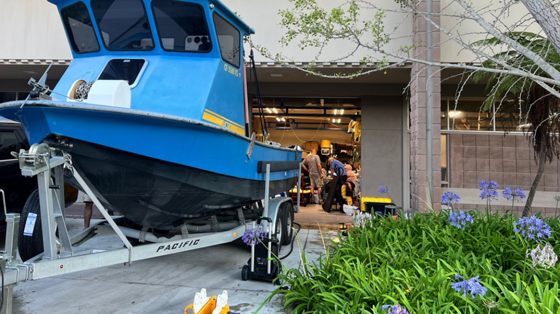 Nick Nidzieko’s oceanography lab at UCSB, with UCSB’s vessel used for data collection.