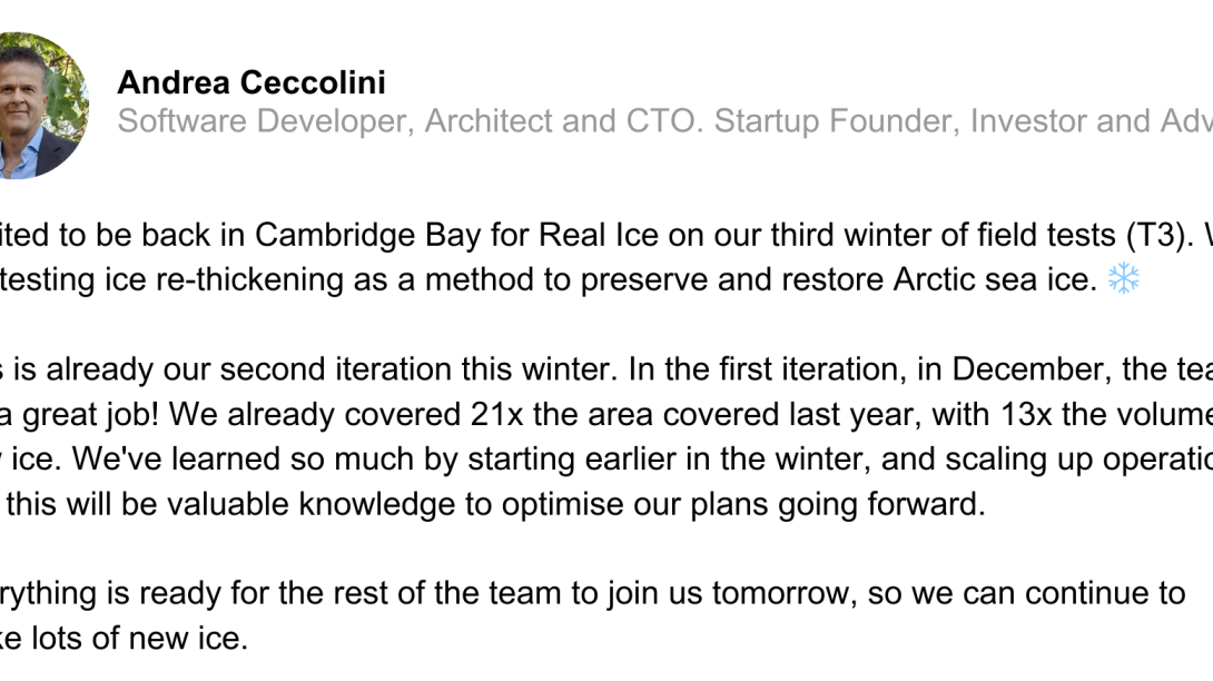 Andrea Ceccolini LinkedIn post