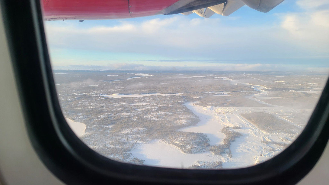 View from the plane over the Arctic
