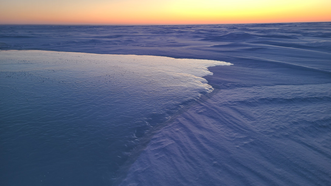 Water flow on ice in the Arctic