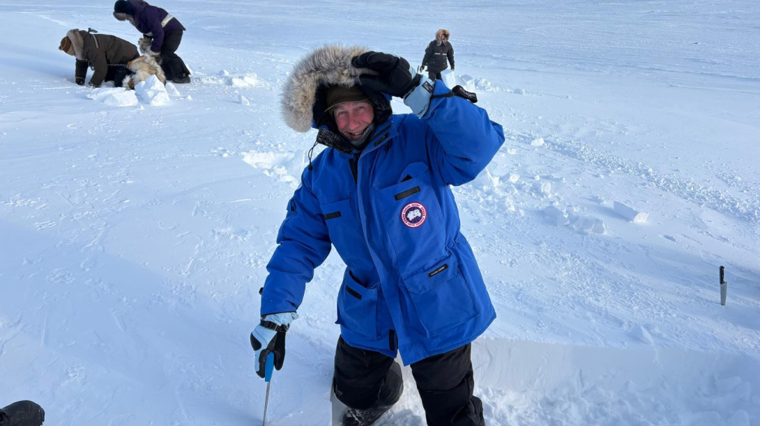 Shaun in snow shelter