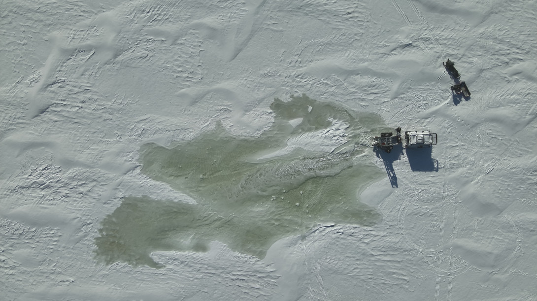 Drone footage small pumped area in Arctic
