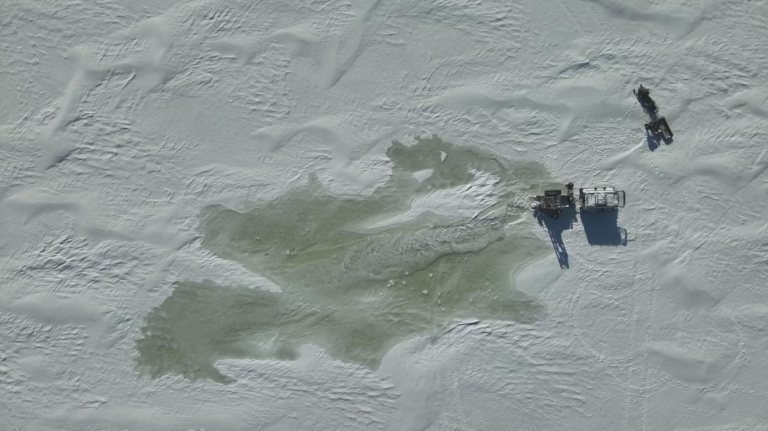 Drone footage small pumped area in Arctic