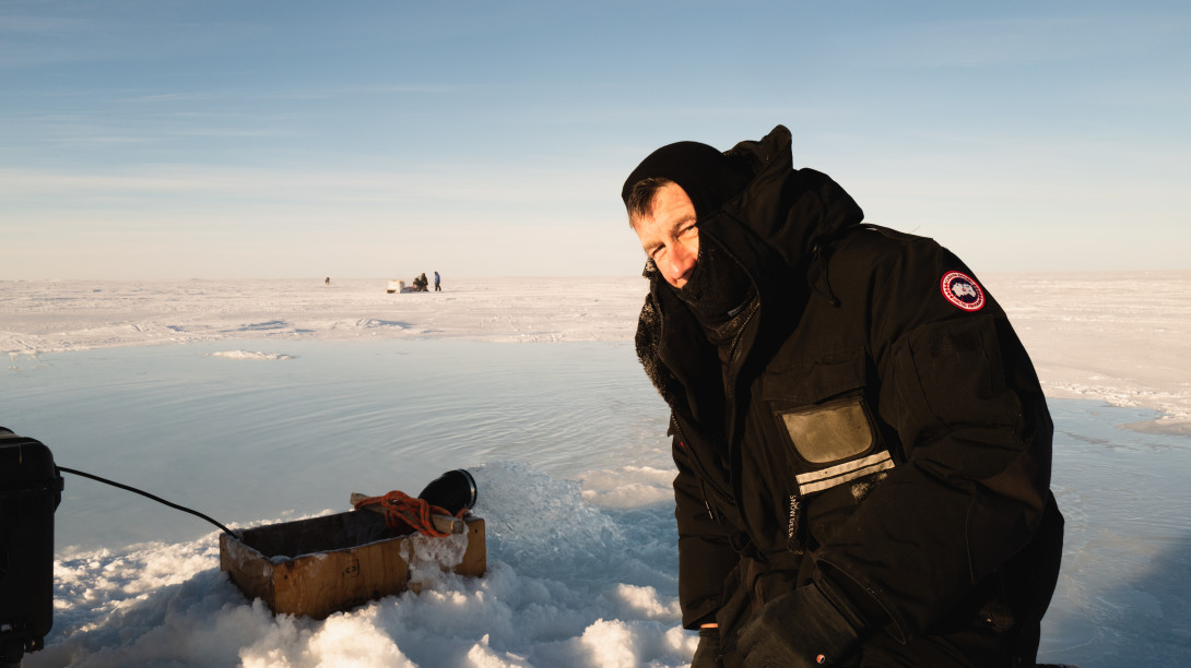 Shaun in the Arctic with pump