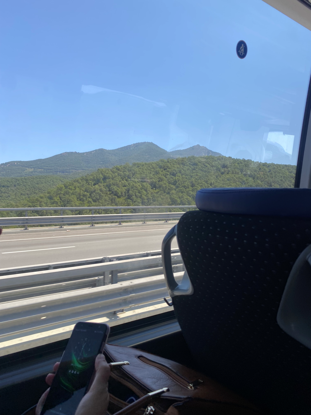 View of hills from the window seat