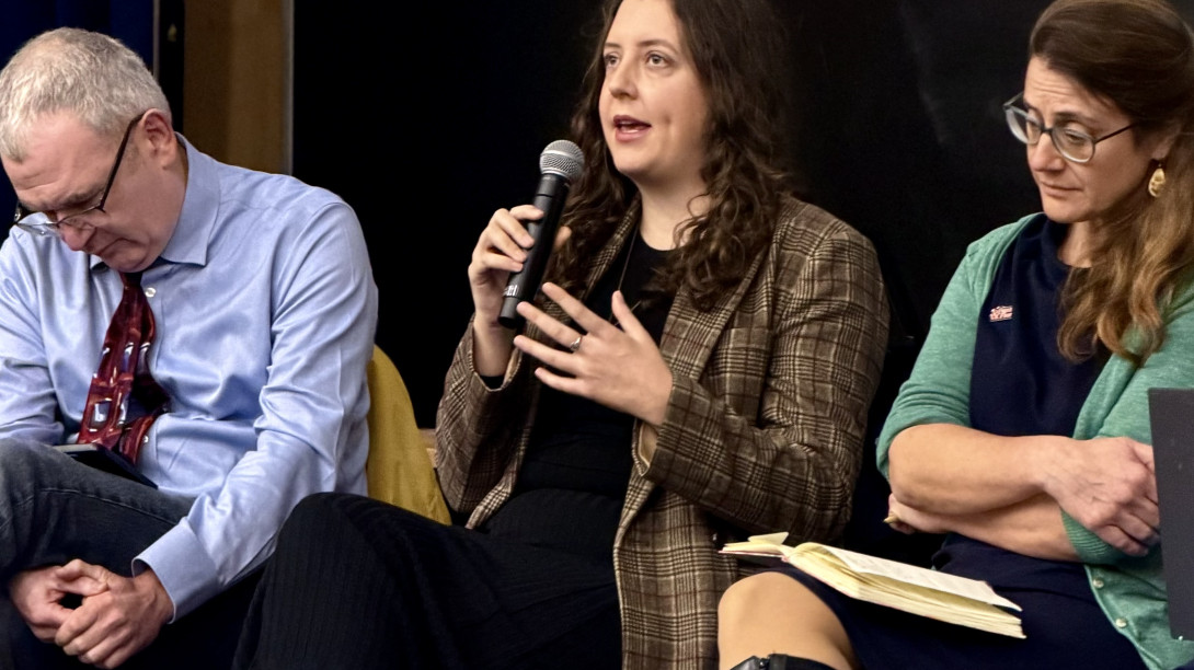 Woman speaking on panel