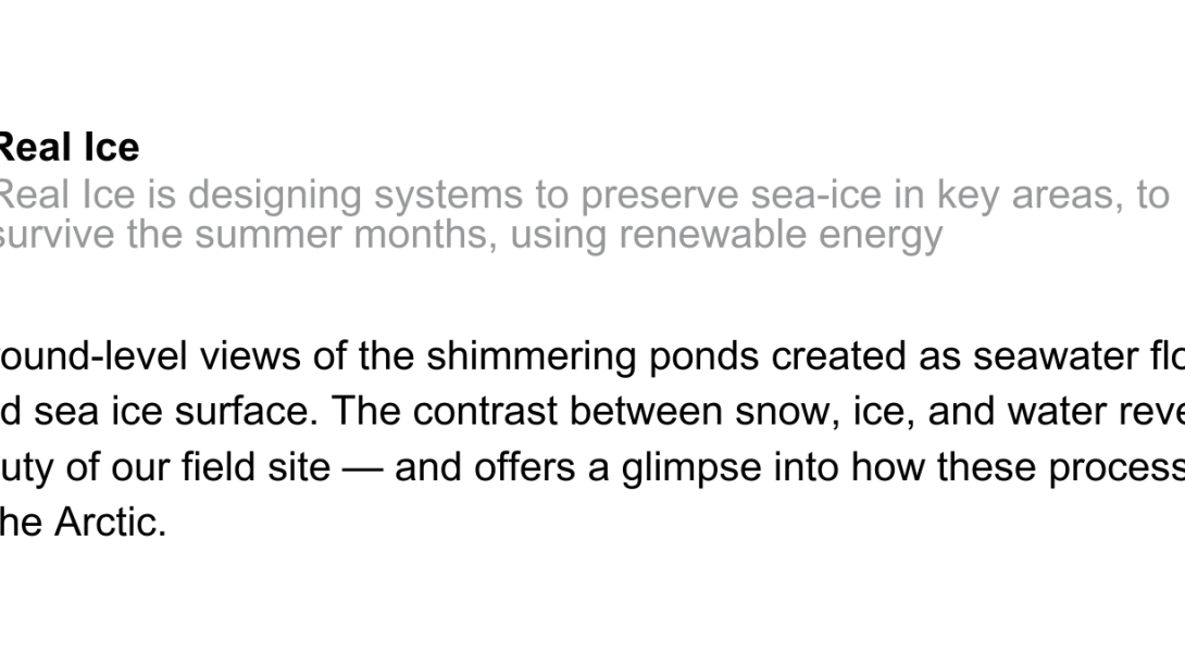 Aerial and ground-level views of the shimmering ponds created as seawater floods the snow-covered sea ice surface. The contrast between snow, ice, and water reveals the dynamic beauty of our field site — and offers a glimpse into how these processes unfold in the heart of the Arctic.
