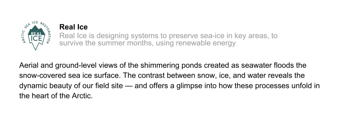 Aerial and ground-level views of the shimmering ponds created as seawater floods the snow-covered sea ice surface. The contrast between snow, ice, and water reveals the dynamic beauty of our field site — and offers a glimpse into how these processes unfold in the heart of the Arctic.