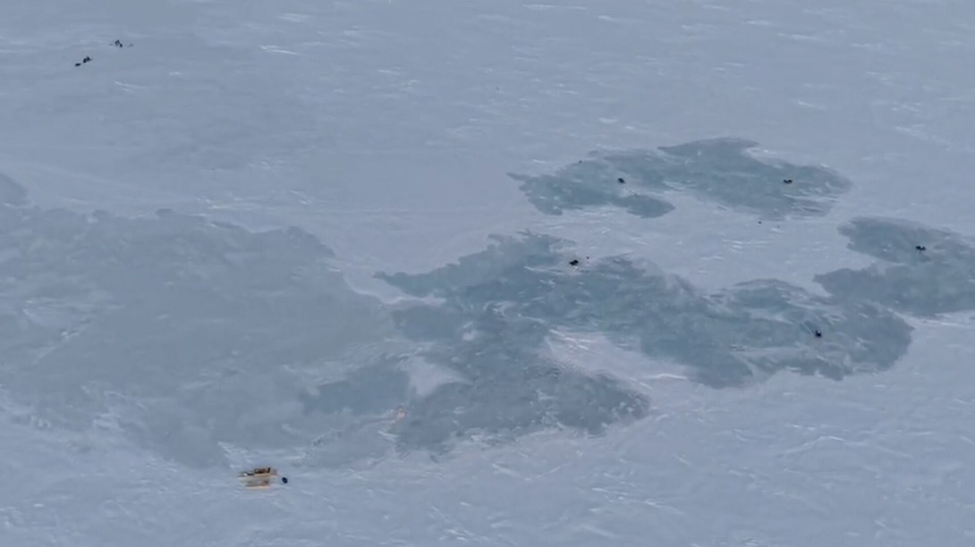 Aerial view over sea flooding