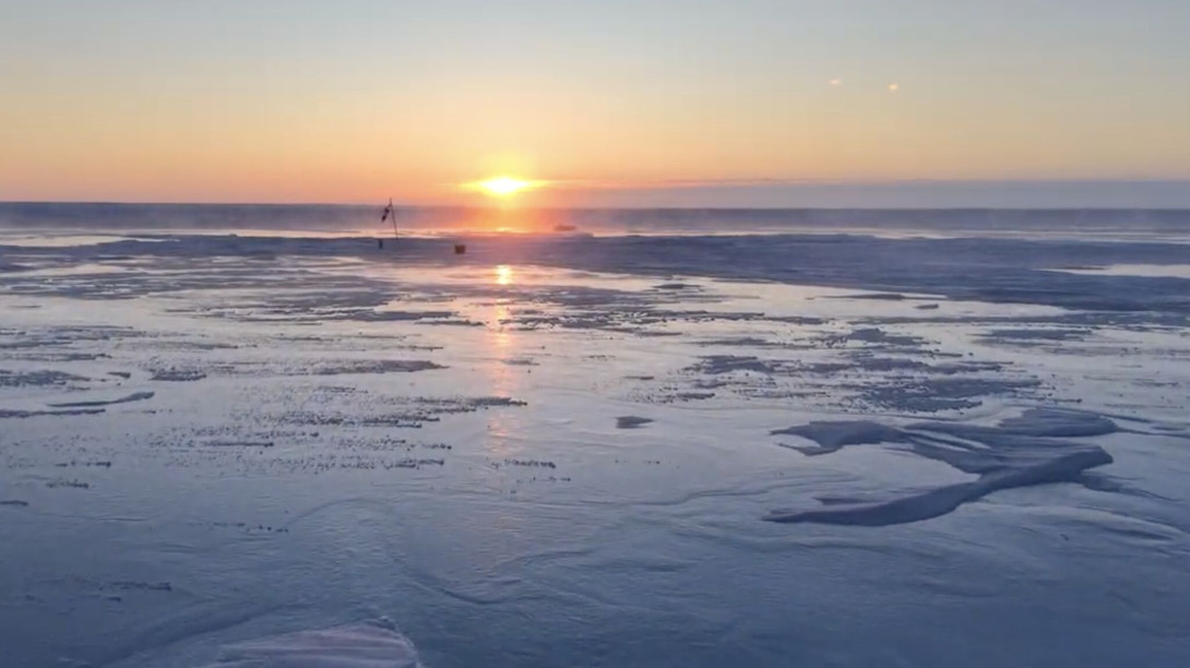 View of snow flooding from the ground