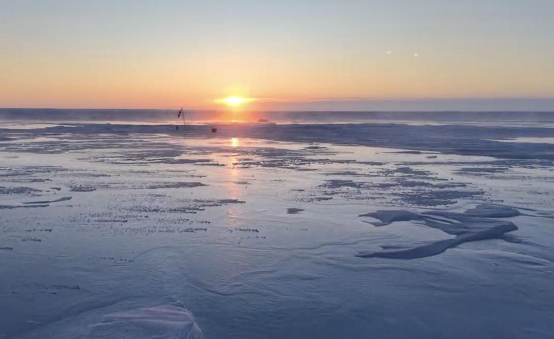 View of snow flooding from the ground