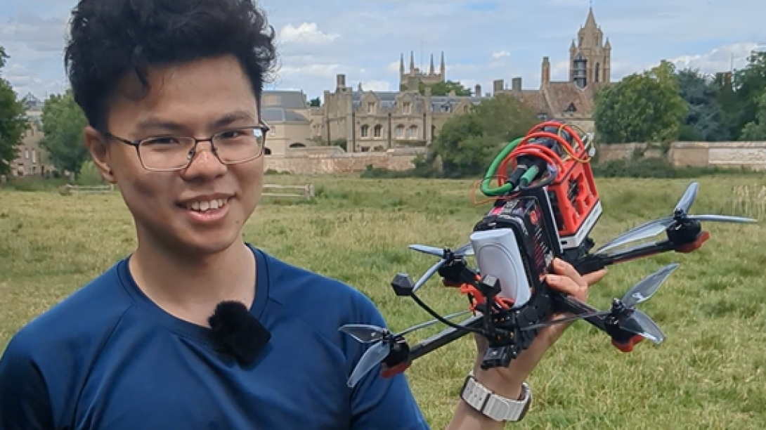 Luca holding drone
